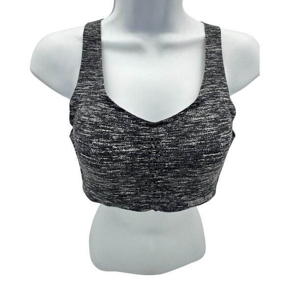 Victorias Secret Speckled Sports Bra Gray Racerback 34B Strappy Back Activewear - Picture 2 of 11